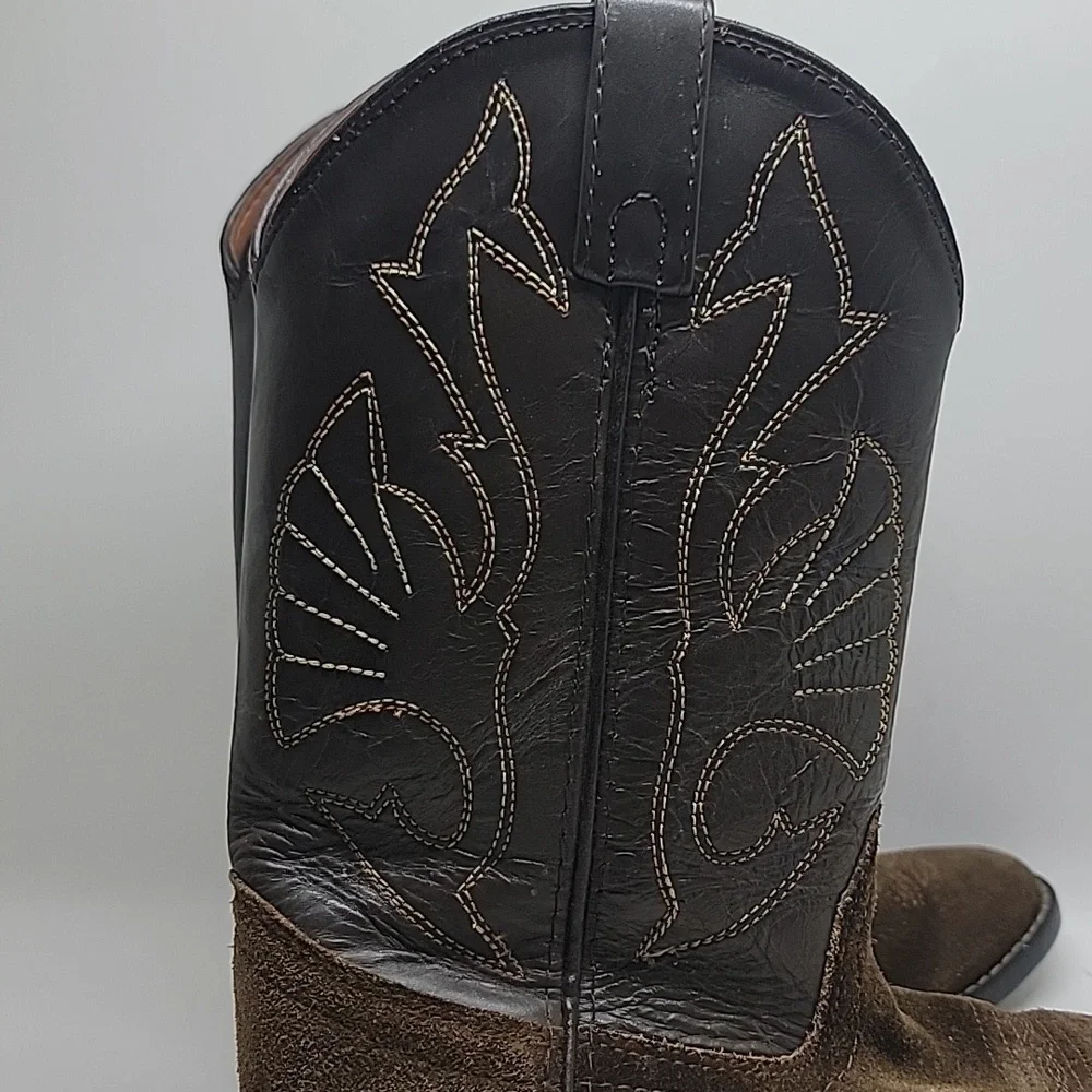 Acme Brown Suede Leather Cowboy Boots Kids (Read Flaws) Kids 4